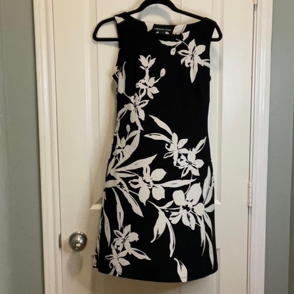 American Living black and white knit A line dress size small